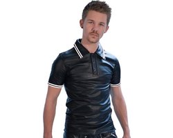 Mister B Leather Poloshirt White Stripe medium - xl