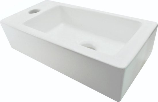 Wiesbaden Mini-Rhea lave-mains gauche blanc mat 36x18x9 | bol