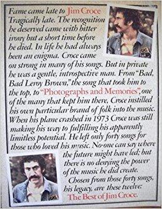 Jim Croce Photographs And Memories, Jim Croce 9780860012375