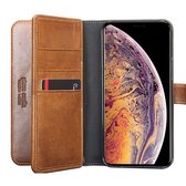 iPhone Xr Dubbelboek hoesje Genuine Leather ruimte voor extra pasjes - Bruin