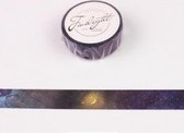 Galaxy Twilight - Washi Tape - Zwart - 15mmx8m – Masking tape - Papier tape - Gekleurd plakband