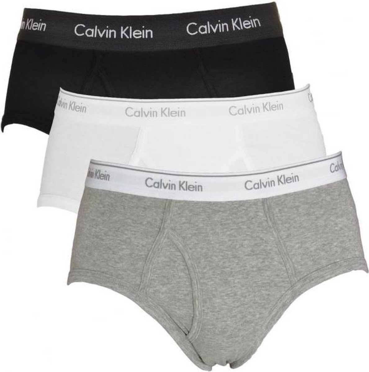 Calvin Klein Basic Briefs Heren Slip - 3- pack - Zwart/Wit/Grijs - Maat S |  bol.com