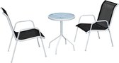 Bistroset 50x71 cm staal textileen zwart - Inclusief fleecedeken