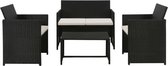 Loungeset poly rattan zwart 8-delig  (incl. Fleecedeken)
