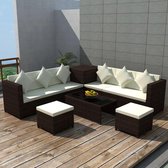 Loungeset poly rattan bruin 26-delig  (incl. Fleecedeken)