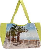 Strandtas/ shopper gele strandstoel