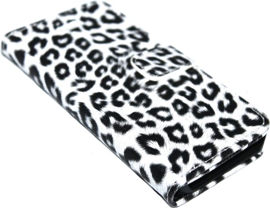 Coque léopard simili cuir blanc iPhone 5 / 5S / SE
