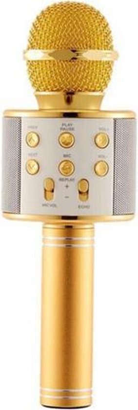 Karaoke Microfoon - Draadloos - Bluetooth Verbinding - Goudkleurig - Voor de gezelligste feestjes