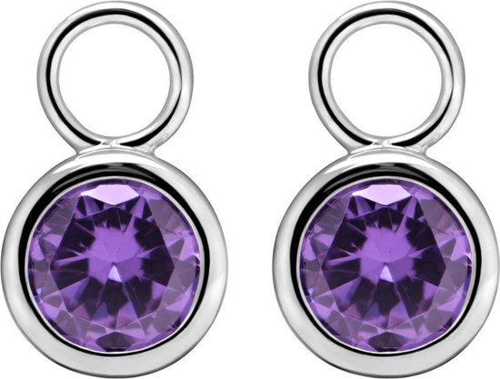 Quiges - Pendentif breloques d'oreille avec zircon violet pour boucles d'oreilles - Boucles d'oreilles pour femmes - Argent 925 rhodié - ESE005