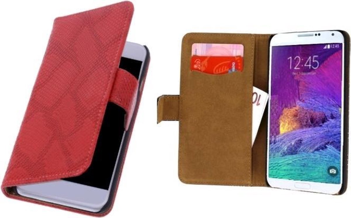 Alternate LACE Bookstyle Flip Case Hoesje Samsung Galaxy Note 4  Snake Rood