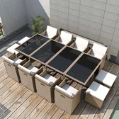 Tuinset grijs/beige poly rattan 33-delig  (incl. Fleecedeken)