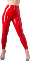 LateX – Latex Legging met Hoge Heup Fashion Style of voor Kinky Feestjes Hoog Kwaliteit – Maat S – Rood