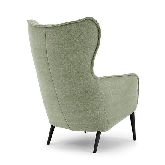 Kwik vrek Haringen Landelijke fauteuil Lilly stof groen met donkerbruine poten (zithoogte 48  cm) | bol.com
