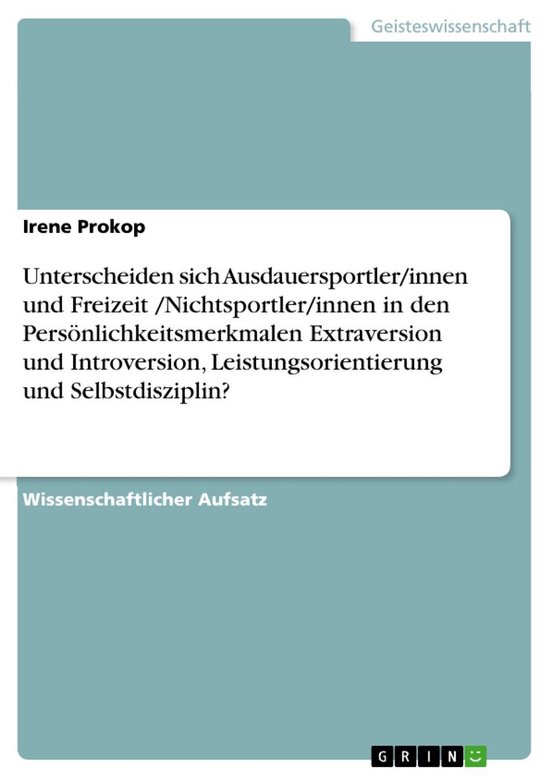 Unterscheiden sich Ausdauersportler/innen und Freizeit /Nich ... - cover