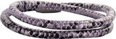 Silventi 980100610 Leren wikkelarmband - slangenprint - staal element - one-size - zilverkleurig / paars / zwart