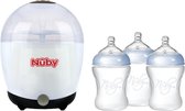 Nûby - Sterilisator voor flessen - Incl. 3 Flessen medium flow - 240ml