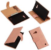 Etui Portefeuille Bookcase "Snake" Pink Nokia Lumia 735