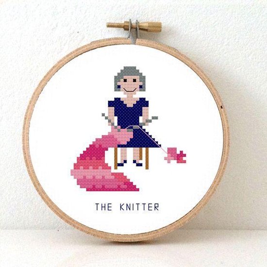 Kit broderie tricot - version femme| Kit de broderie moderne pour adultes | Comprend un cerceau à broder DMC fil à broder aiguille à broder tissu de broderie AIDA.