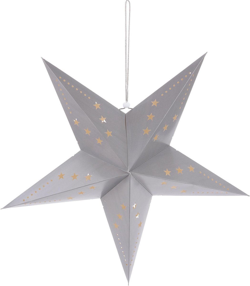 PARTYPRO - Grijze ster lantaarndecoratie 60 cm