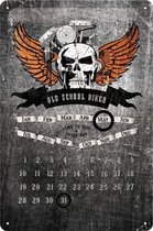 Harley-Davidson Old School Biker Kalender  Metalen wandbord in  relief 20 x 30 cm.