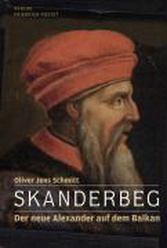 Boekomslag van Skanderbeg met een portret van een man met een rode tulband en sik.