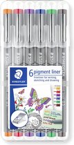 pigment liner fineliner - boîte 0,5 mm - 6 couleurs