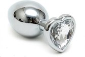 Anaal - Buttplug - Hartvorm - RVS - Metaal - Chrystal Diamant - Diameter 2.8cm