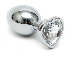 Anaal - Buttplug - Hartvorm - RVS - Metaal - Chrystal Diamant - Diameter 2.8cm