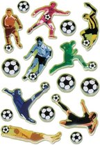 16x  Voetbal stickers met 3D effect met zacht kunststof - kinderstickers - stickervellen - knutselspullen