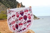 Mycha Ibiza – roundie – rond strandlaken – happy skull – roze badstof – 100% katoen