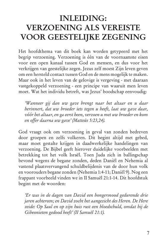 Inleiding met de titel 'VERZOENING ALS VEREISTE VOOR GEESTELIJKE ZEGENING'.