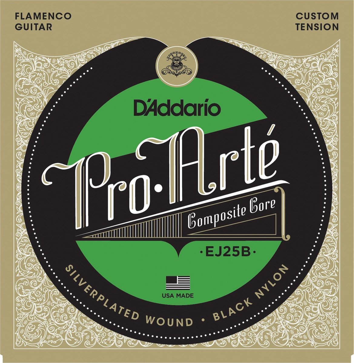 D'Addario EJ25B Pro-Arte Composites Flamenco Guitar Black Nylon