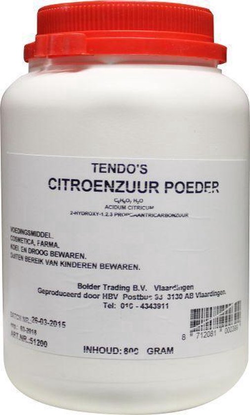 propeller Om toestemming te geven Theoretisch Tendo Citroenzuur Poeder - 800 gram - Voedingssupplement | bol.com