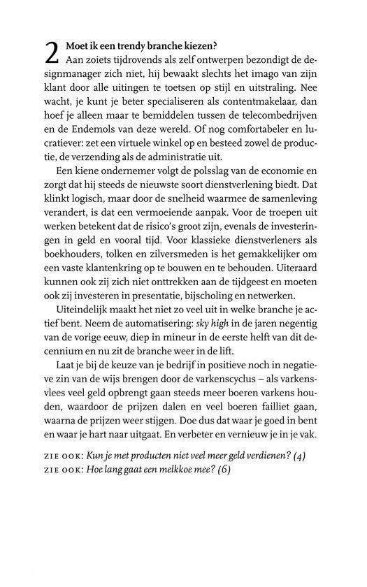 Tekstpagina met kop 'Moet ik een trendy branche kiezen?' en genummerde vragen.