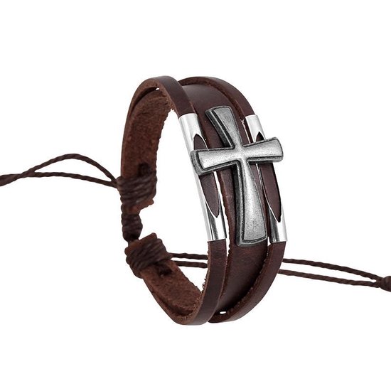 Montebello Armband Weingartia - Leer - Kruis - Aanpasbaar