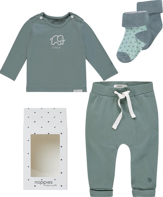 Coffret cadeau Noppies (4 pièces) pantalon unisexe vert, chemise verte, 2 paires de chaussettes - taille 62