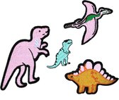 Akyol - Strijk embleem ‘Dinosaurus patch set (4)' – stof & strijk applicatie