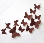 24 stuks muursticker 3D vlinders bruin kleur / Vlinders Muursticker / Muurdecoratie Voor Kinderkamer / Babykamer / Slaapkamer - Vlinder Sticker bruin