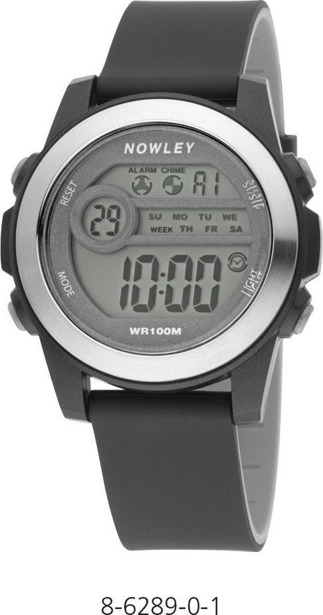 Nowley 8-6289-0-1 digitaal horloge 41 mm 100 meter zwart- grijs