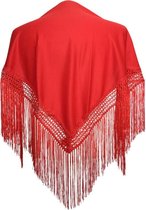 Spaanse manton - omslagdoek - voor kinderen - rood effen - bij flamenco jurk