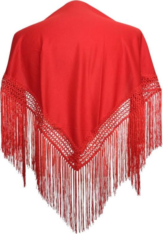 Spaanse manton omslagdoek - voor kinderen - rood effen - bij flamenco |
