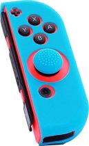 Joy Con Controller Silicone Skin - Rechts - Blauw + Grips - Geschikt voor Nintendo Switch - Switch OLED