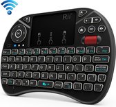 Rii I8X RT716 2.4GHz Mini clavier sans fil QWERTY 71 touches clavier 2,5 pouces avec rétroéclairage (noir)