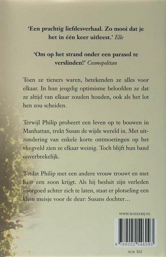 Achterkant van het boek 'Waar Jij Bent'. Bevat recensies en een samenvatting van het verhaal.