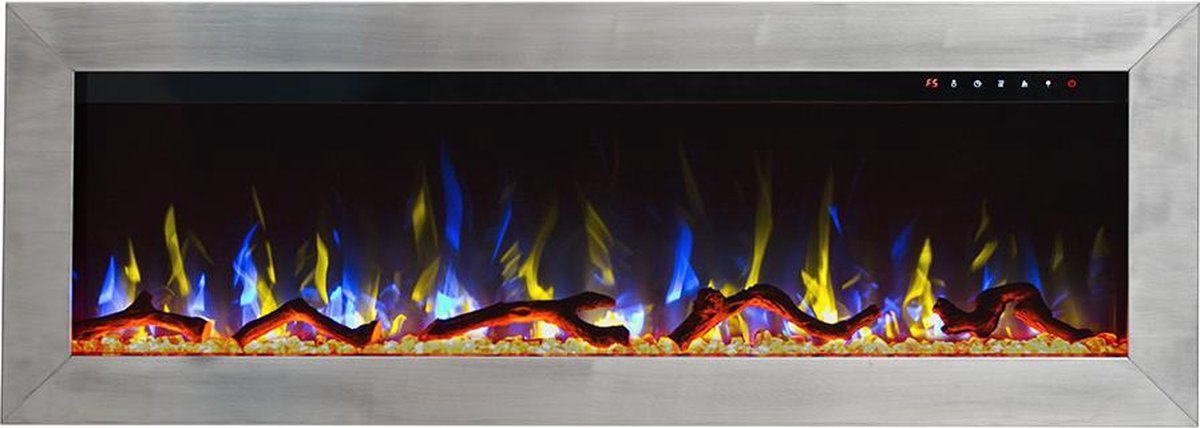 Bol.com Design4AlleZ Elektrische inbouw sfeerhaard 152,5x45,5x18,5 cm - RVS aanbieding