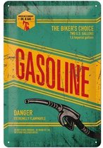 Gasoline The Biker's Choice Metalen wandbord in reliëf 20x30 cm