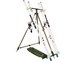 FISH-XPRO Beach Pro DeLuxe - 2-Hengels - 2 Molens - Strandsteun -Strandvisset - Strandhengelset - 3.90m - Wit