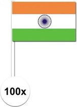 100x Indiase zwaaivlaggetjes 12 x 24 cm