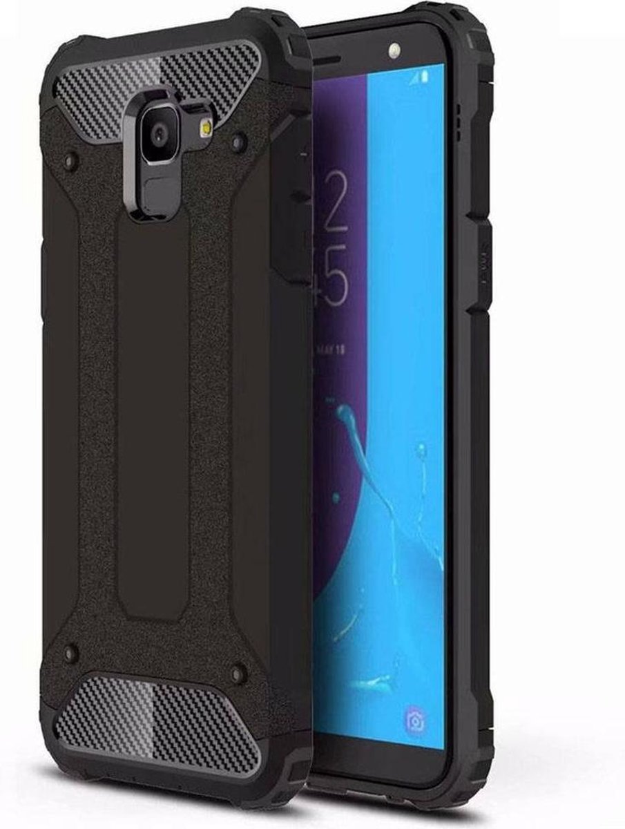 Hoesje Geschikt voor: Samsung Galaxy J6 Plus Armor Hybrid - Zwart