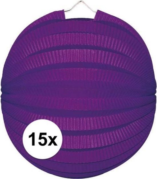 15x Lanternes violettes 22 cm